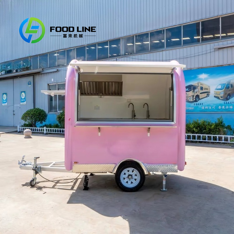 Food Snacks Catering - Özelleştirilmiş Vintage Pembe Mini Yiyecek Römorku