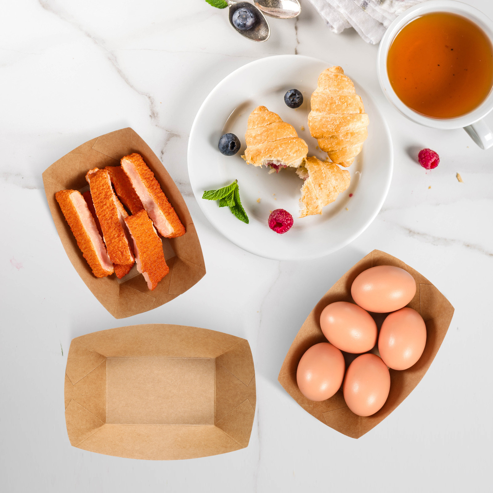 50 Adet Tek Kullanımlık Kraft  - Food Snacks Catering incelemesi ve fiyatı